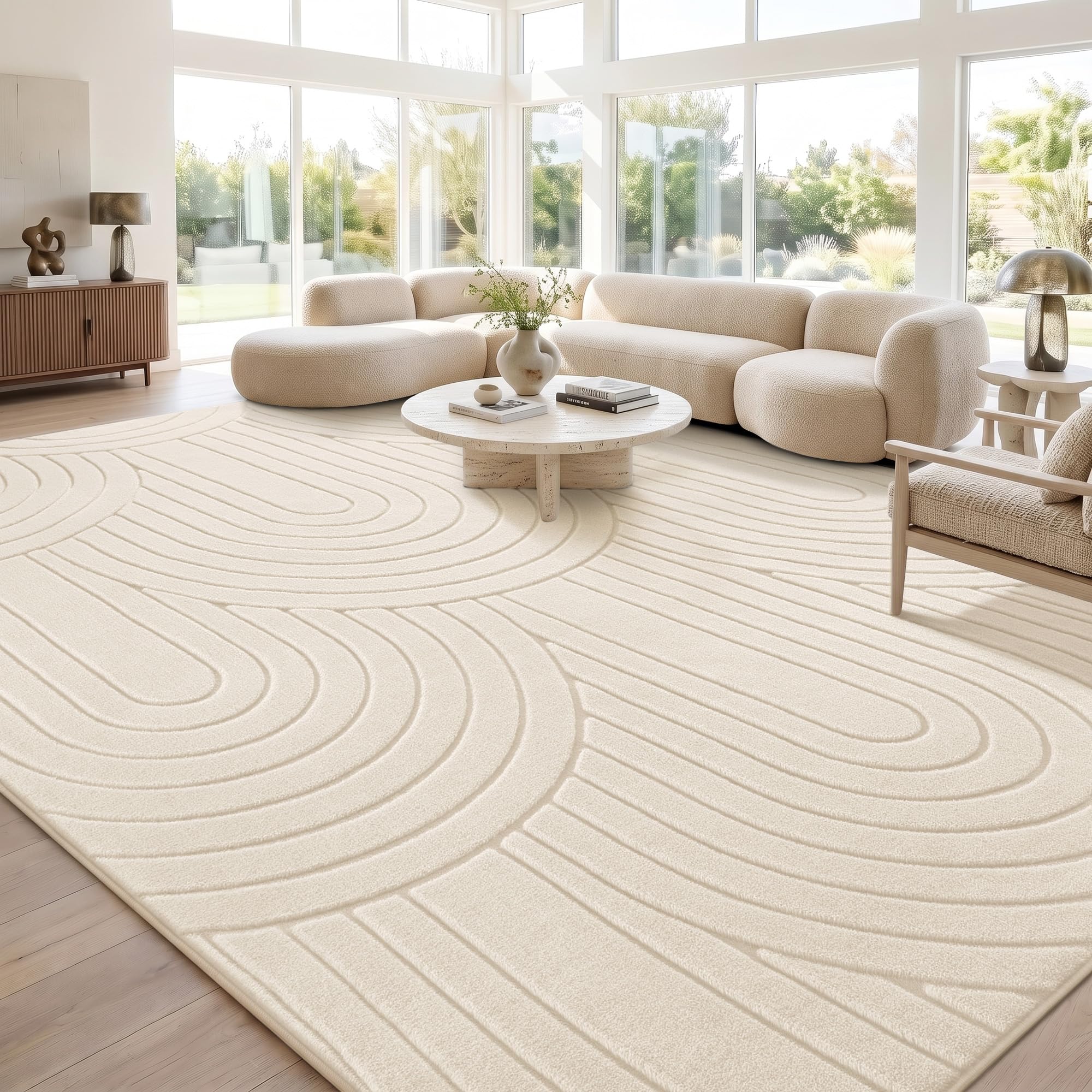 Sour Lemon Washable Rugs For Living Room,140x200cm Cream Rugs for Bedroom