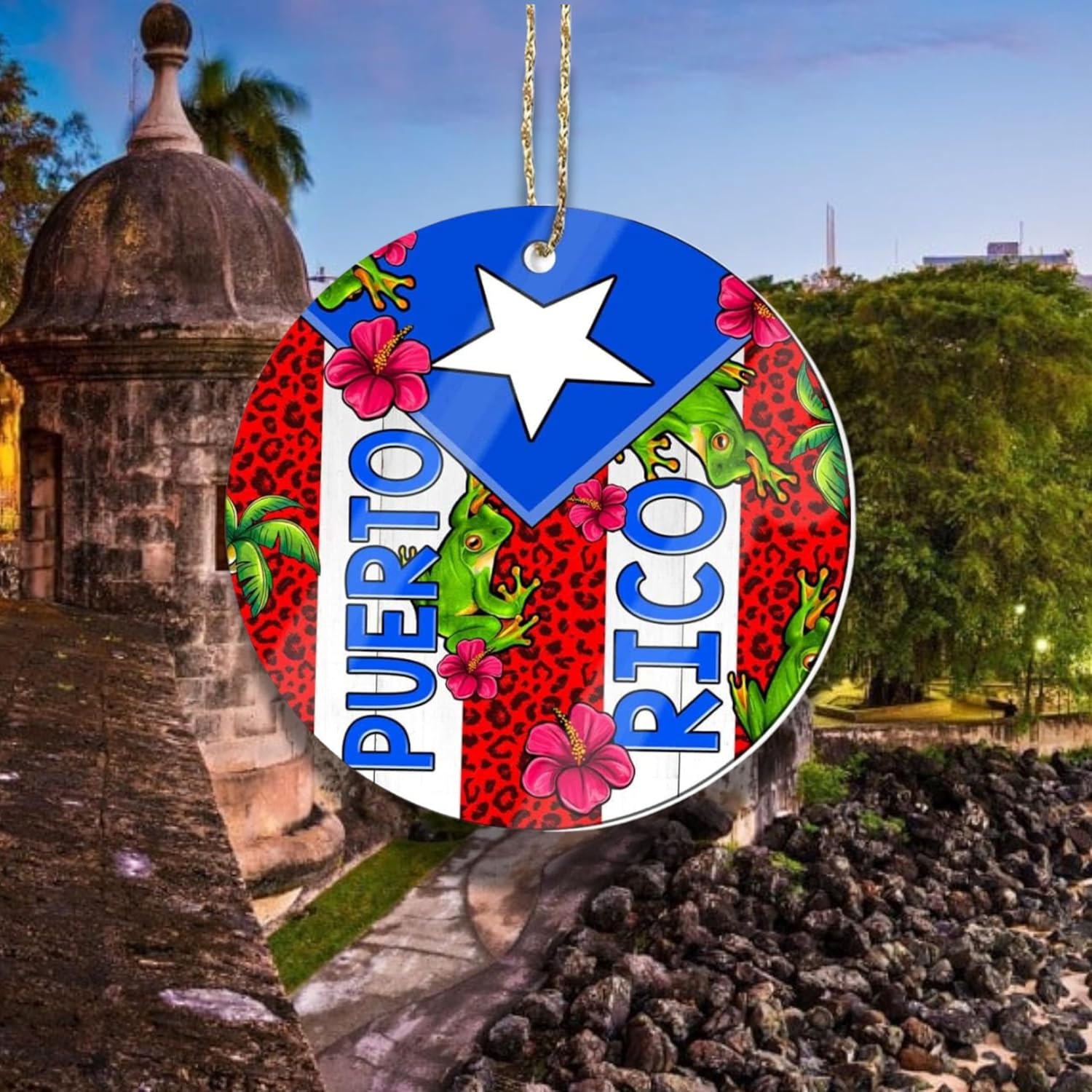 Puerto Rico Christmas Ornaments 2024 for Christmas Tree, Boricua Puerto Rico Gifts for Men, Women, Puerto Rican, Housewarming Gift Ideas, Decoration Home Decor Flag Hibicus Acrylic 1 Side - Image 6