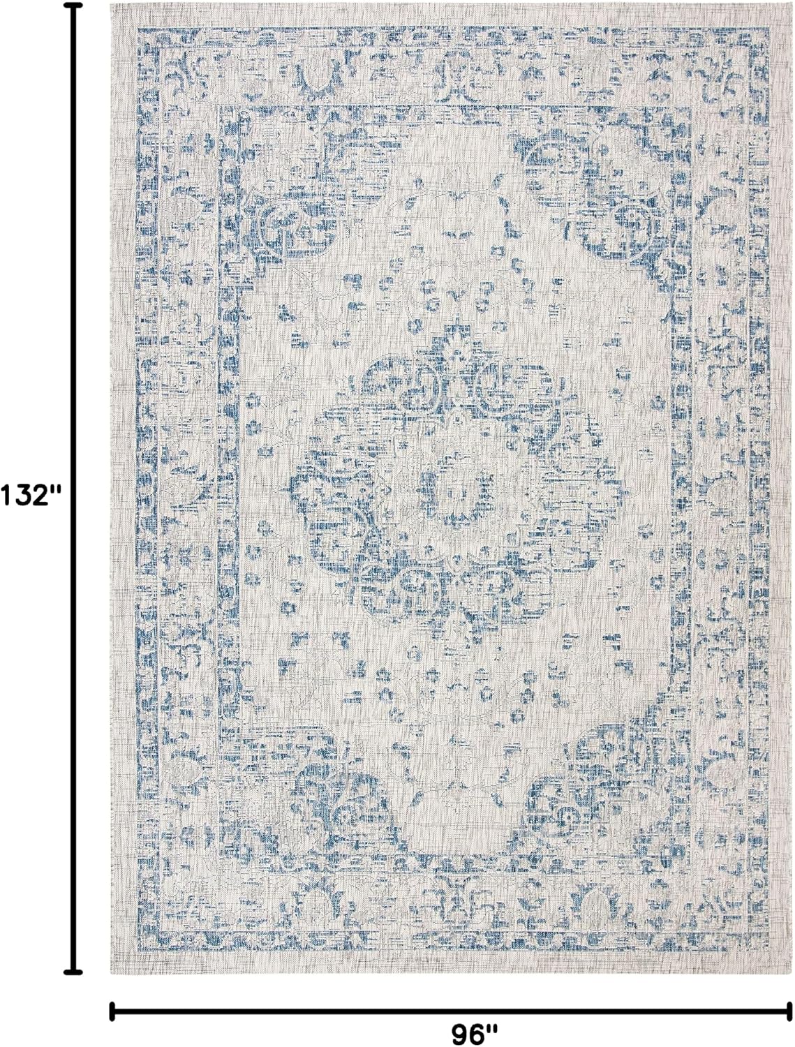 SAFAVIEH Courtyard Collection 8' x 11' Grey/Navy CY8679 Indoor/ Outdoor Waterproof Easy Cleaning Patio Backyard Mudroom Area Rug