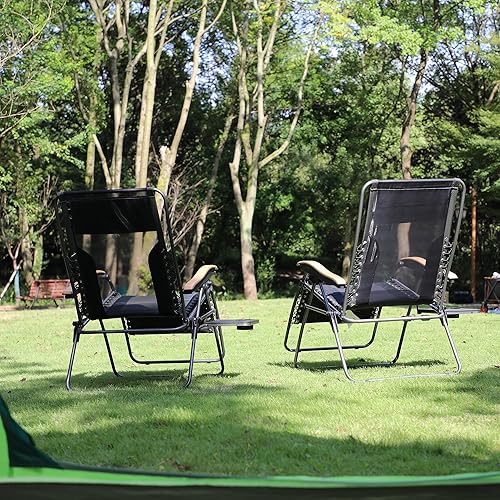 Miniatura 6 de PORTAL Juego de 2 sillas de gravedad cero silla de gravedad con asiento acolchado para adultos plegable reclinable gravedad cero campamento patio