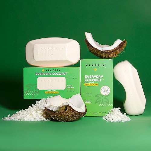 Miniatura 4 de Alaffia EveryDay - Barra de jabón de coco Jabón corporal, aceite de coco natural, manteca de karité y extractos de plantas aromáticas, jabón de