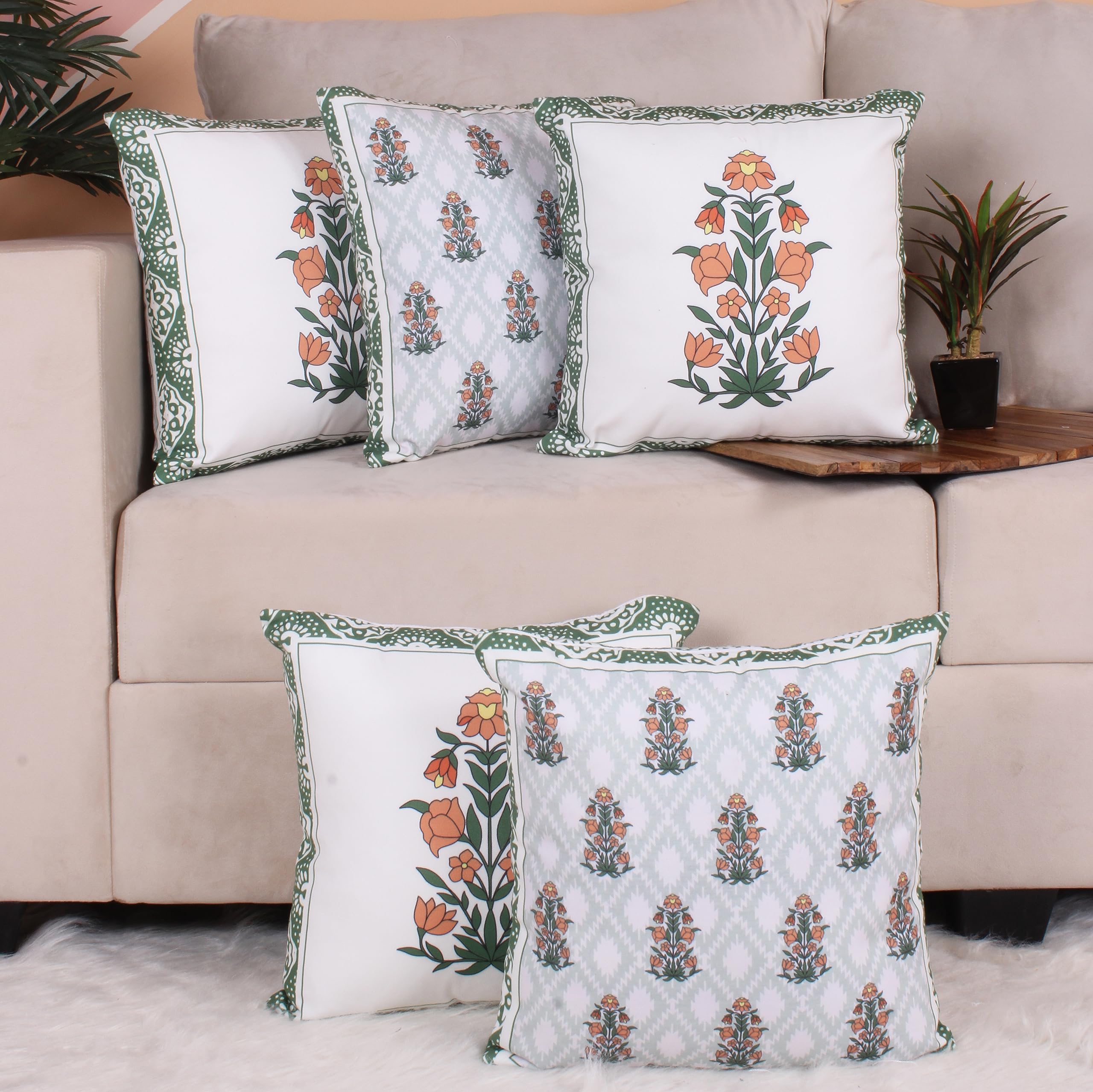 Amazon Brand - Umi Both Side Block Print Floral Paradise Cushion Cover Set of 5 (12 x 12 Inches - Car Cushion Cover) (B0C36N4KZP) Amazon Price History, Amazon Price Tracker