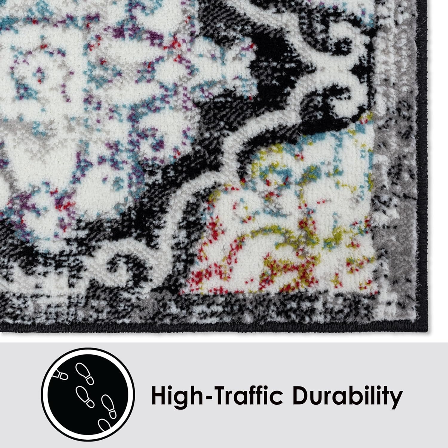 Home Dynamix Boho Celeste Transitional Damask Area Rug, Black/Pink, 5'2"x7'2"