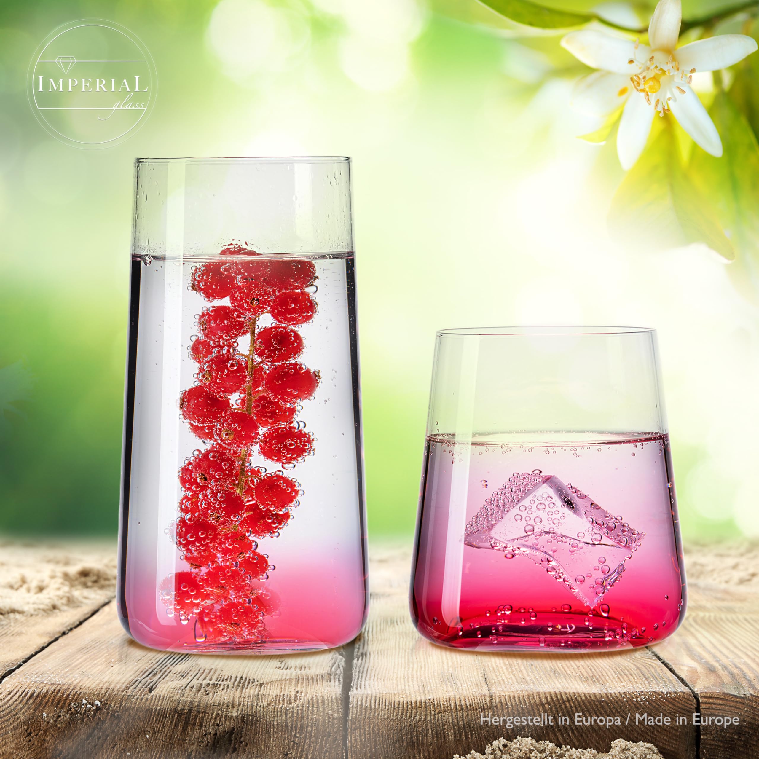 Imperial - Juego de vasos de cristal (450 ml y 550 ml, 12 piezas)