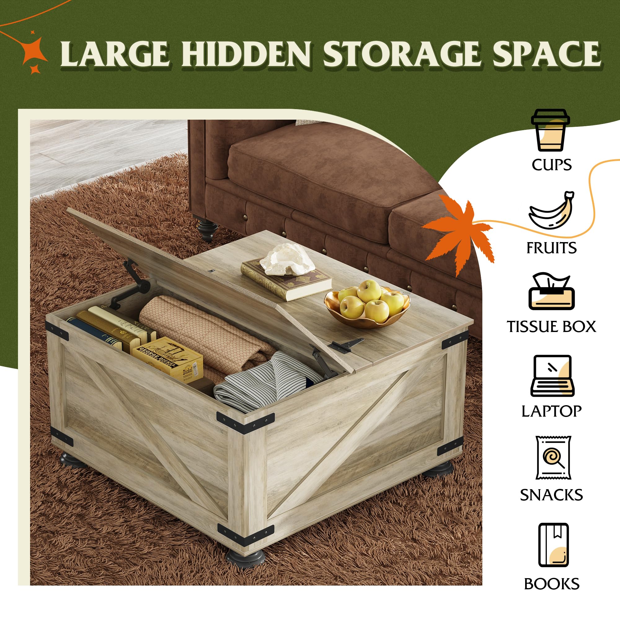 Amazon.com: WLIVE Farmhouse Coffee Table, 31.5