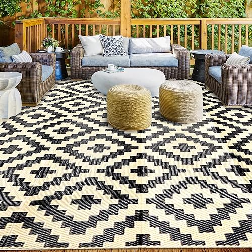 Miniatura 9 de Alfombras de exterior de 9 x 12 pulgadas para patio, alfombra impermeable para exteriores, alfombra de paja de plástico, alfombra de campamento,