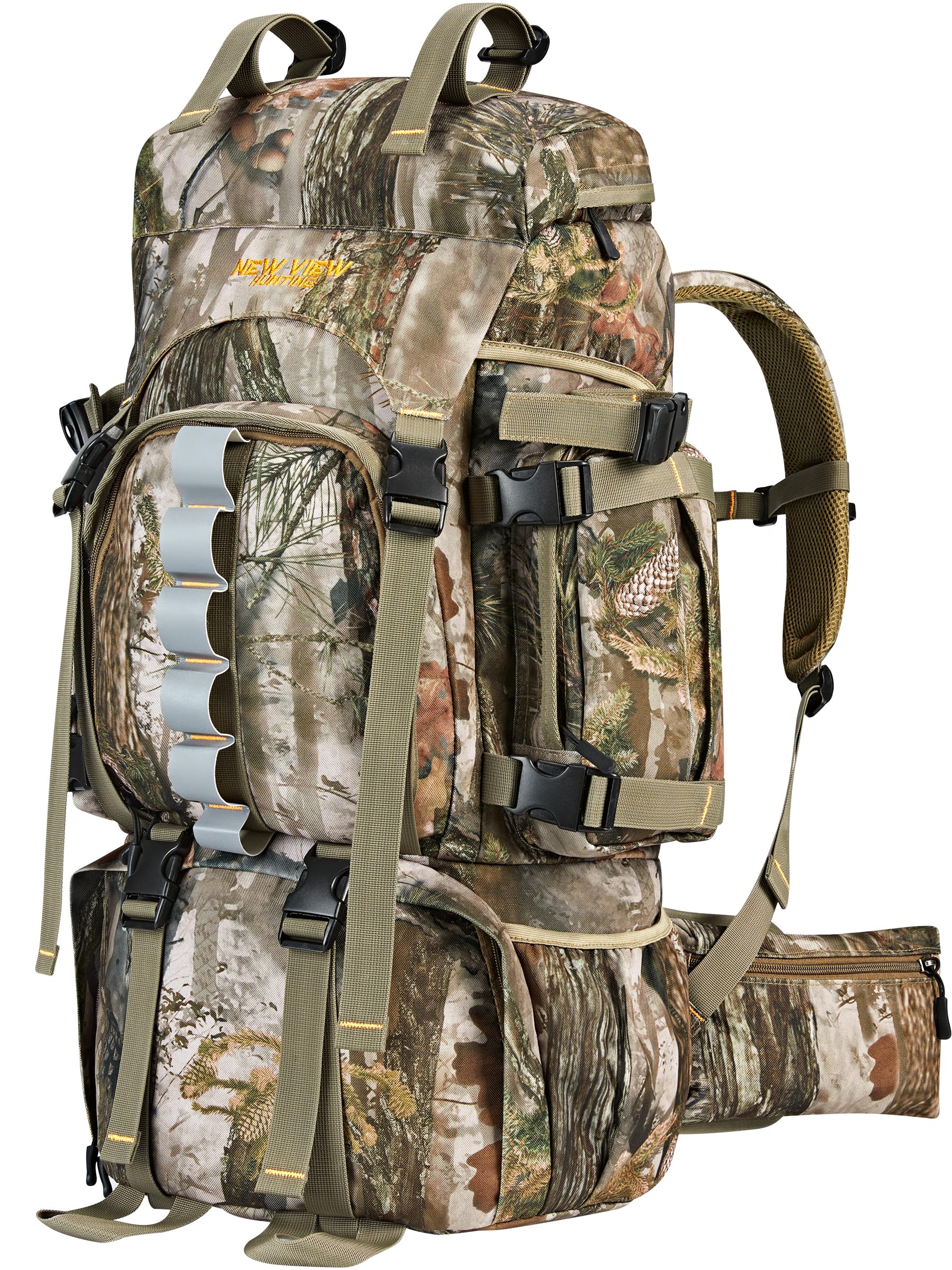 NEW VIEW Hunting Backpacks for Men 60L, Camo Hunting Bags for Deer Elk, Waterproof Large Pack with Rain Cover