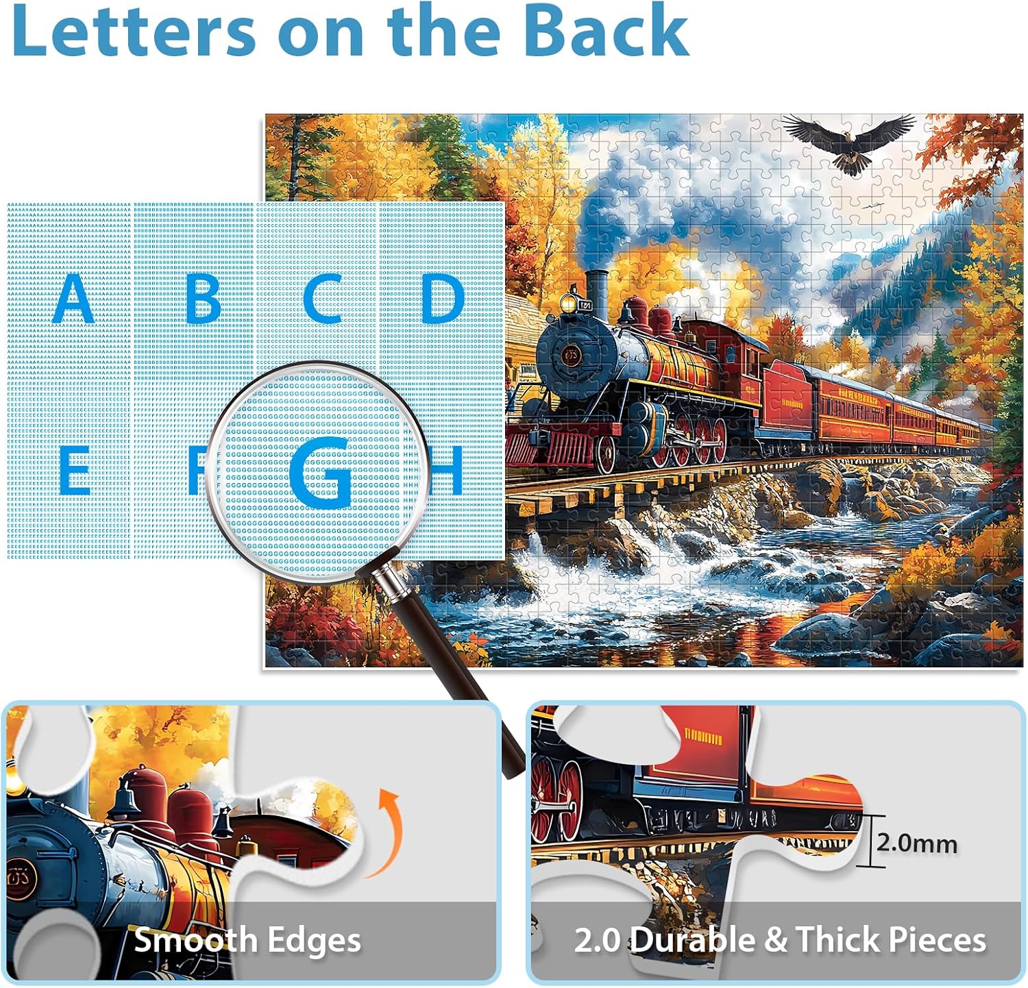 Puzzles for Adults 500 Pieces, Train Puzzle for Adults, Fun Fall Landscape Jigsaw Puzzles Seniors, 500 Pieces Recycled Cardboard Puzzle, Challenging Family Game, 20.5 x 15 in
