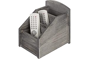 MyGift Rustic Dark Gray Wood Remote Control Holder Organizer Caddy