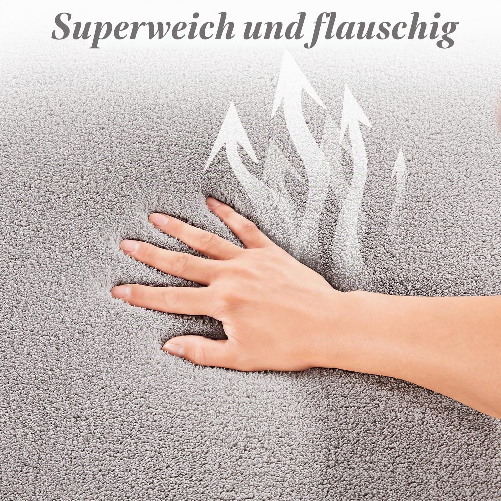 Wohnzimmerteppich, Kurzflor Teppiche Wohnzimmer Deko Flauschiger Weich Waschbarer & Anti-Rutsch Modern Einfarbiges Teppich für Schlafzimmer, Kinderzimmer, Bettvorleger Matte, 200x280cm, Hellgrau