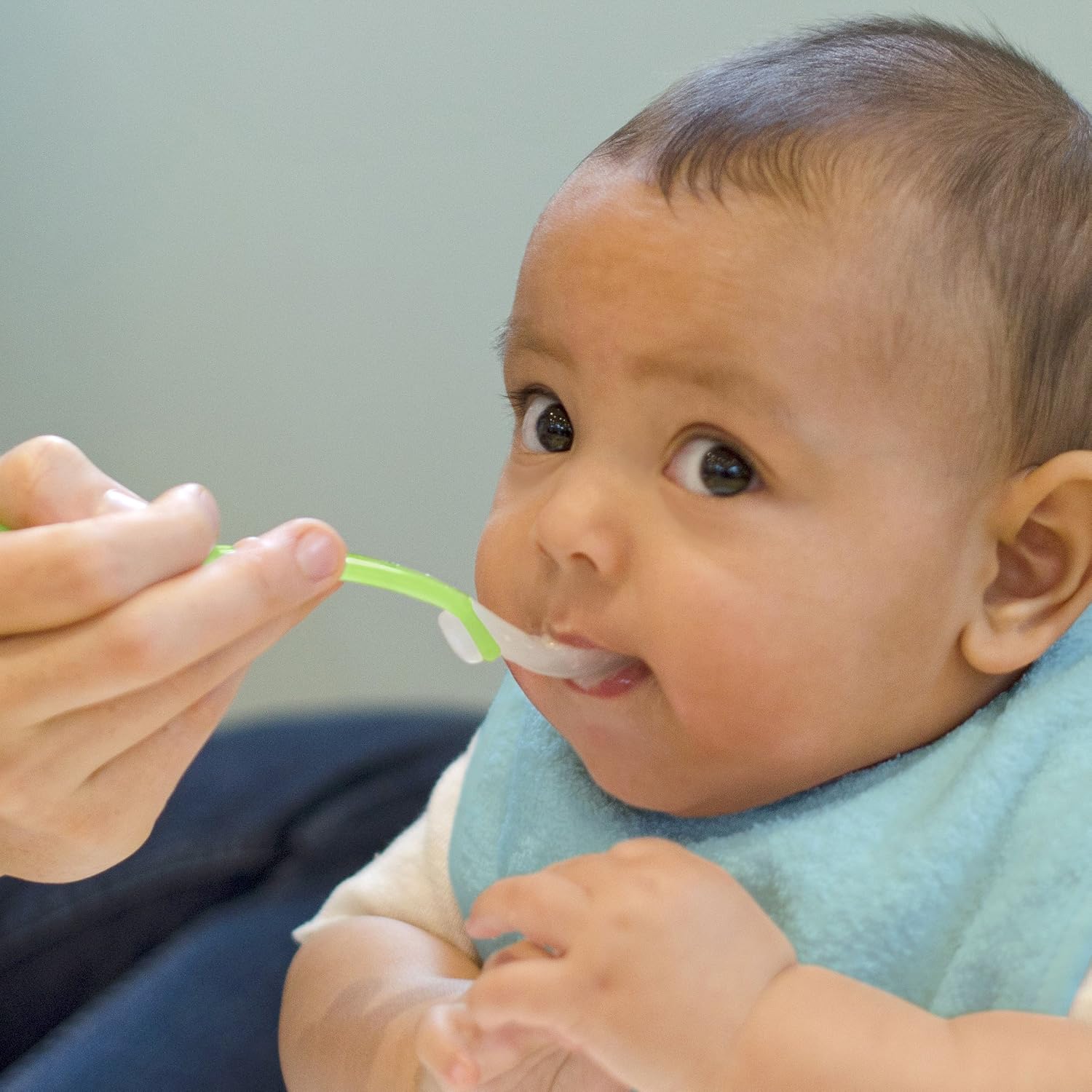 green sprouts Silicone and Sprout Ware First Food Spoons, Light Sage/Light Grapefruit