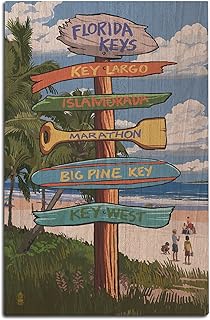 Florida Keys, Destinations Sign Birch Wood Wall Sign (12x18 Rustic Home Decor, Ready to Hang Art)