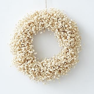 Ivory White Dried Baby's Breath Wreath - Medium-Sized Handmade Dried Flo...