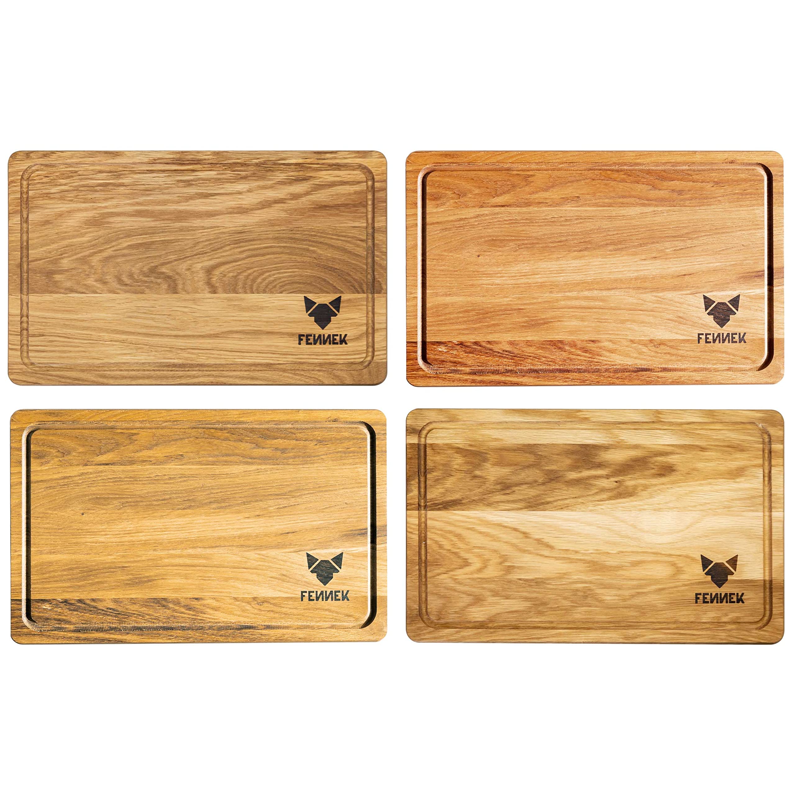 FENNEK Schneidebrett, Frühstücksbrett XL | 40 x 25 cm | aus EICHE | mit Leinöl behandelt | Ideal zum Kochen, Grillen uvm.