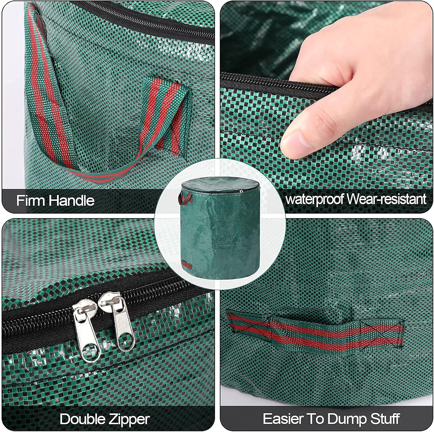 Pilntons 3 Pack 72 Gallons Reusable Yard Waste Bags with Lid Extra Large Lawn Leaf Bags Heavy Duty with 4 Handles Garden Waste Bags Container for Clean Up Outdoor Debris Leaves Grass Clippings : Patio, Lawn & Garden