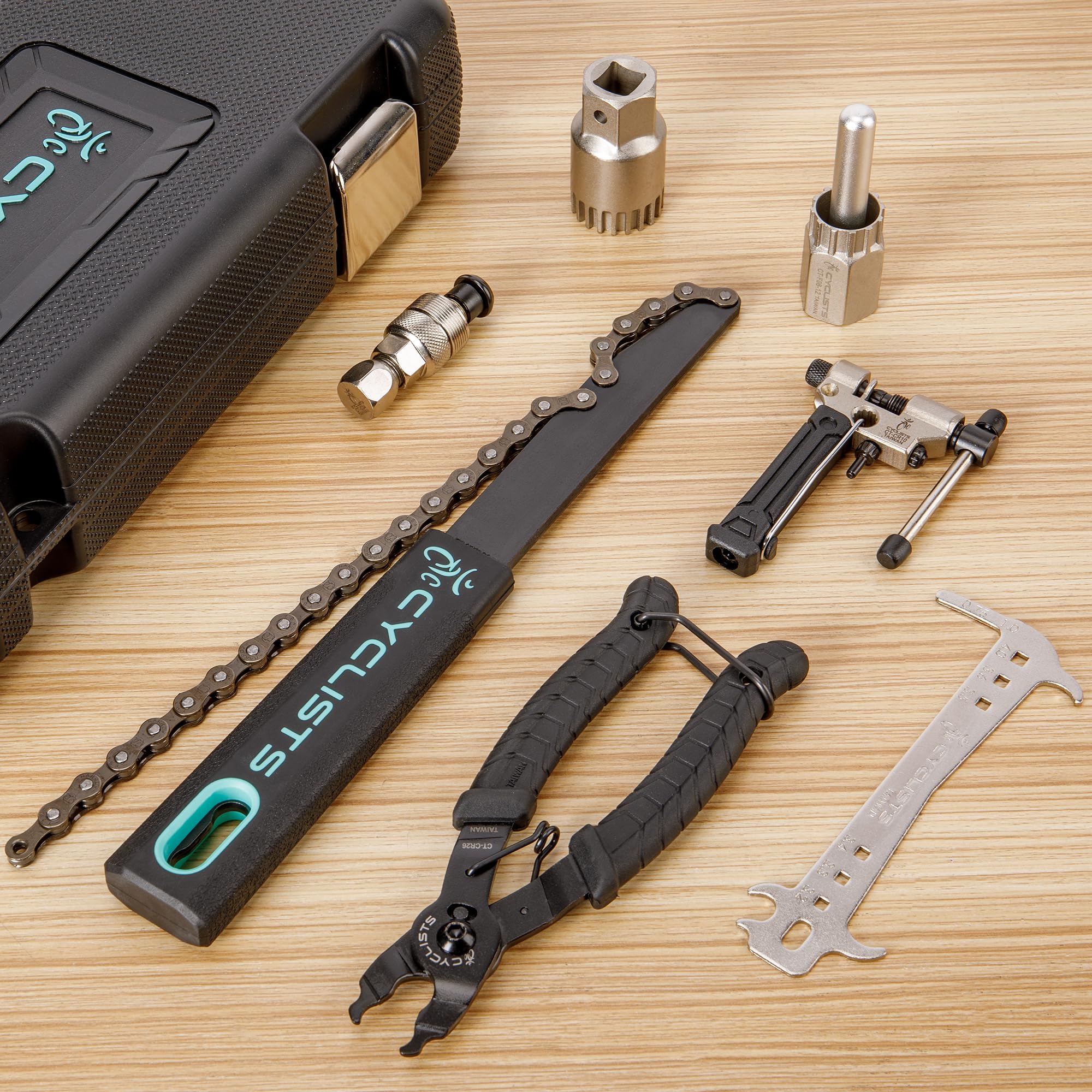cyclists Kit di Riparazione Bici,Valigetta portautensili per Bici Portatile Set,di Attrezzi per Bici per riparazioni di Catene di Pneumatici per Bici Set di Attrezzi con Custodia per Il Trasporto
