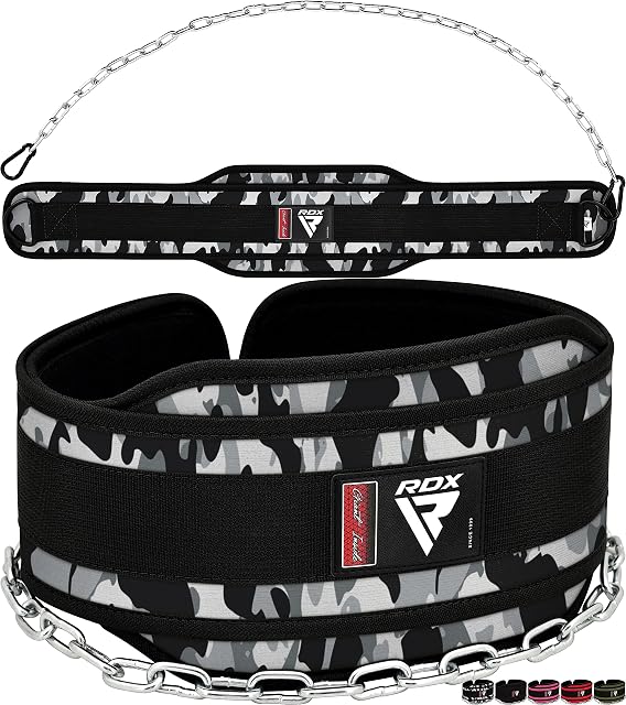 RDX Dip Belt with Heavy Duty 36 Inch Adjustable Steel Chain, Dipping Belt Chin Pull Ups Gym Training Weight Lifting Bodybuilding Powerlifting Workout, 6 Padded Neoprene Back Support Men Women Fitness