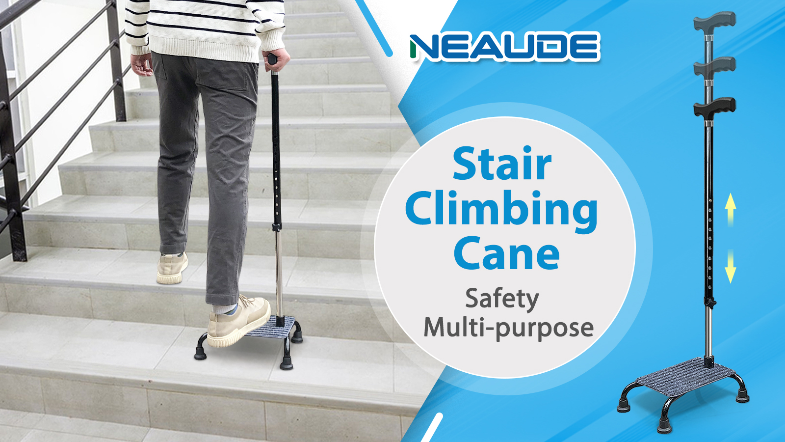 Half Steps for Stairs Lifts Seniors Elderly Stair Cane