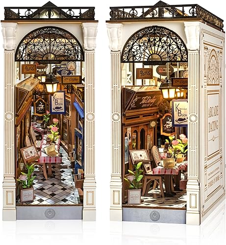 Rolife Kit de Rincón de Libros DIY para Adultos Escena Callejera de Arcada Europea, Kits de Casa en Miniatura Rompecabezas de Madera 3D Booknook con