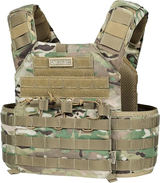 OneTigris PLPC Plate Carrier - Airsoft Vest Molle Tactical Vest Advanced Version 500D Nylon Military Combat Vest for Paintball Airsoft Wargame CS Outdoor