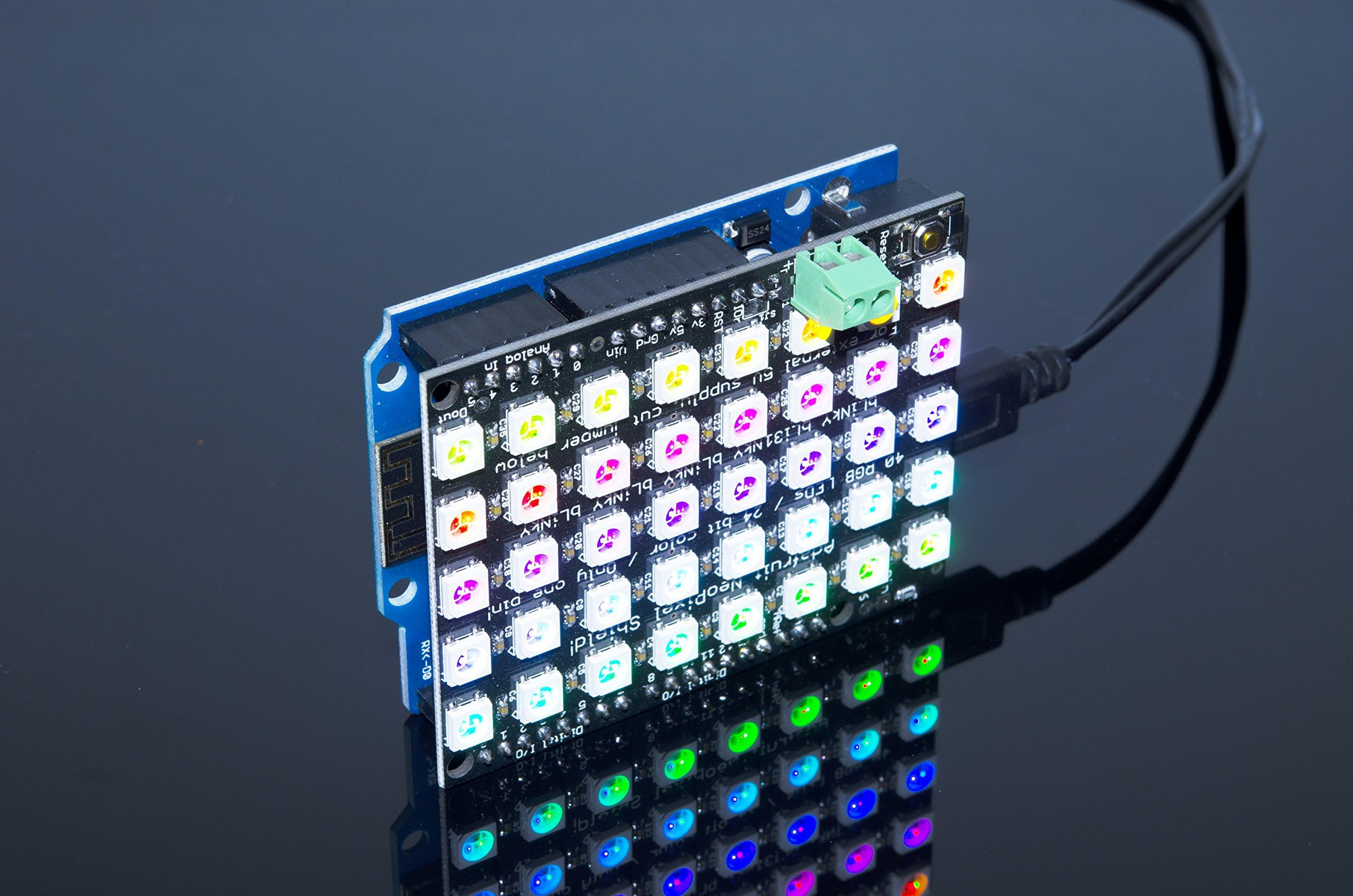 ACROBOTIC 5×8 Pixel Arduino Shield Addressable 24-Bit RGB LED Matrix (Black PCB), 5V, WS2812B (WS2811), Arduino UNO Shield