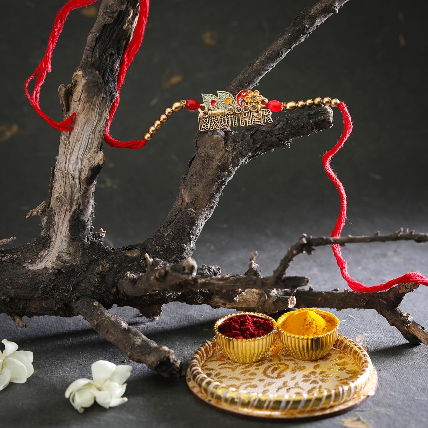 Lot De 2 Rakhi Pour Frère Avec Carte + Roli Chawal - Bracelet Raksha Bandhan Paon - Cadeau Bhaiya GMRK06