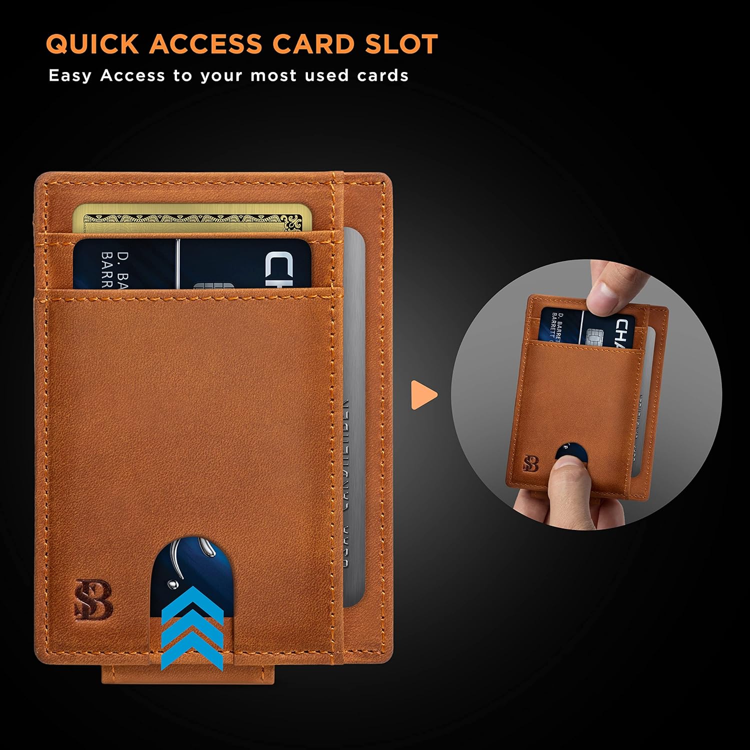 SERMAN BRANDS Front Pocket Wallet with Money Clip Magnetic. Bifold Minimalist RFID Leather Wallets for Men Slim Card Wallet - Image 3