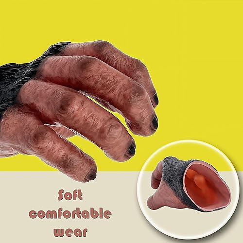 Miniatura 4 de Gemini&Genius Gorilla - Juguete de marioneta de mano para niños, juguete de miedo, juguete de fiesta de Halloween, marioneta de mano de gorila de