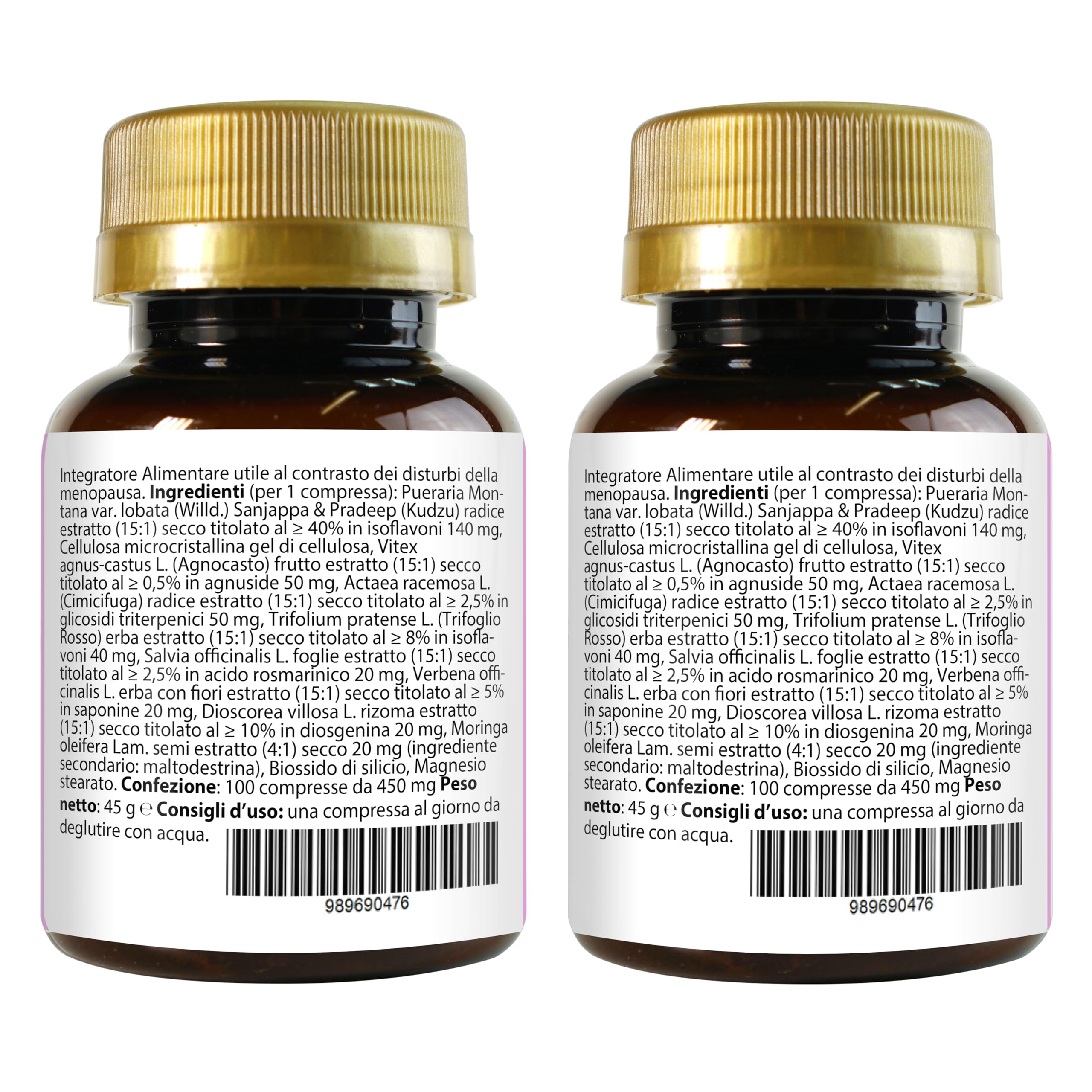 Kudzu e Trifoglio Rosso Ricchi in Isoflavoni, con Cimicifuga Agnocasto Moringa Salvia Dioscorea Verbena | Menopausa In Forma Complex 200 Compresse | Metabolismo, Peso, Rilassamento, Vampate