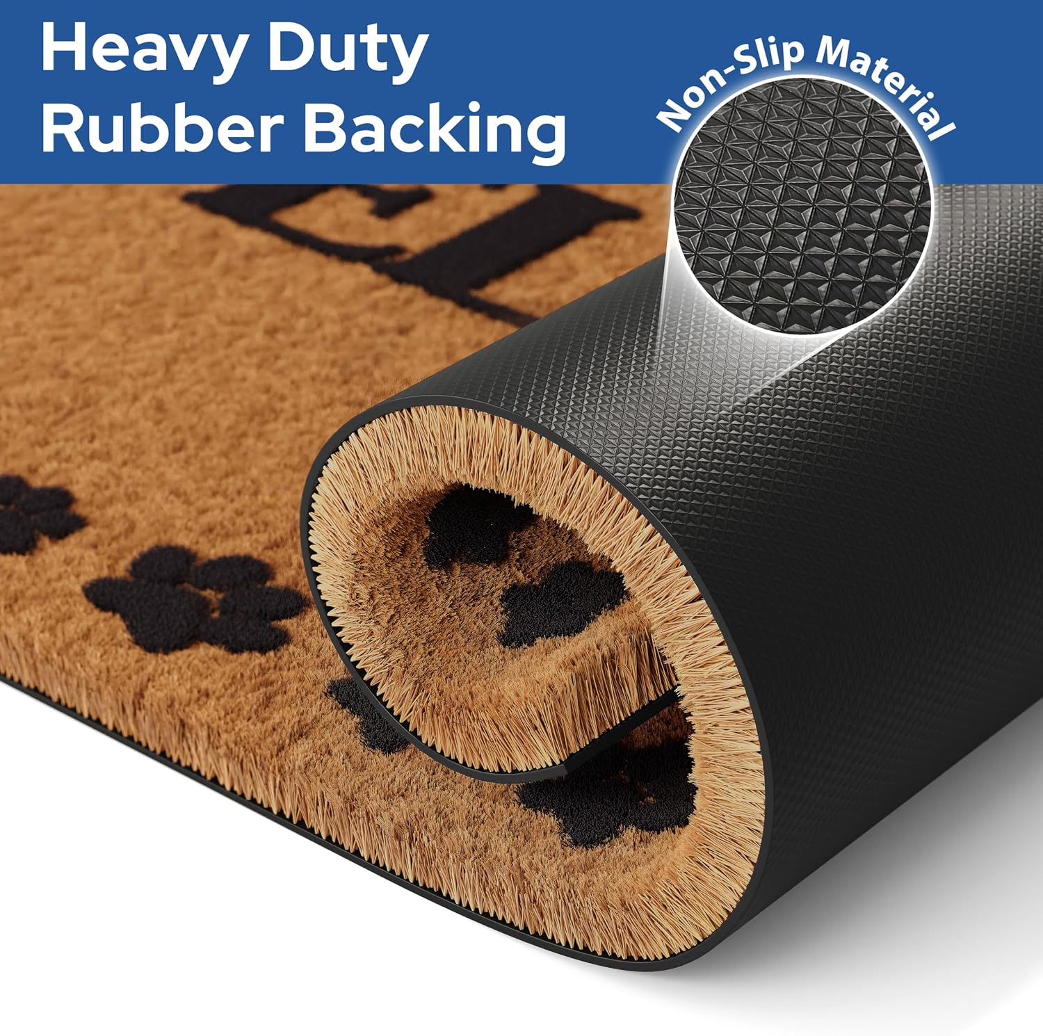  Natural Coco Coir Non-Slip Doormat (17x30, Welcome Paws) thumbnail