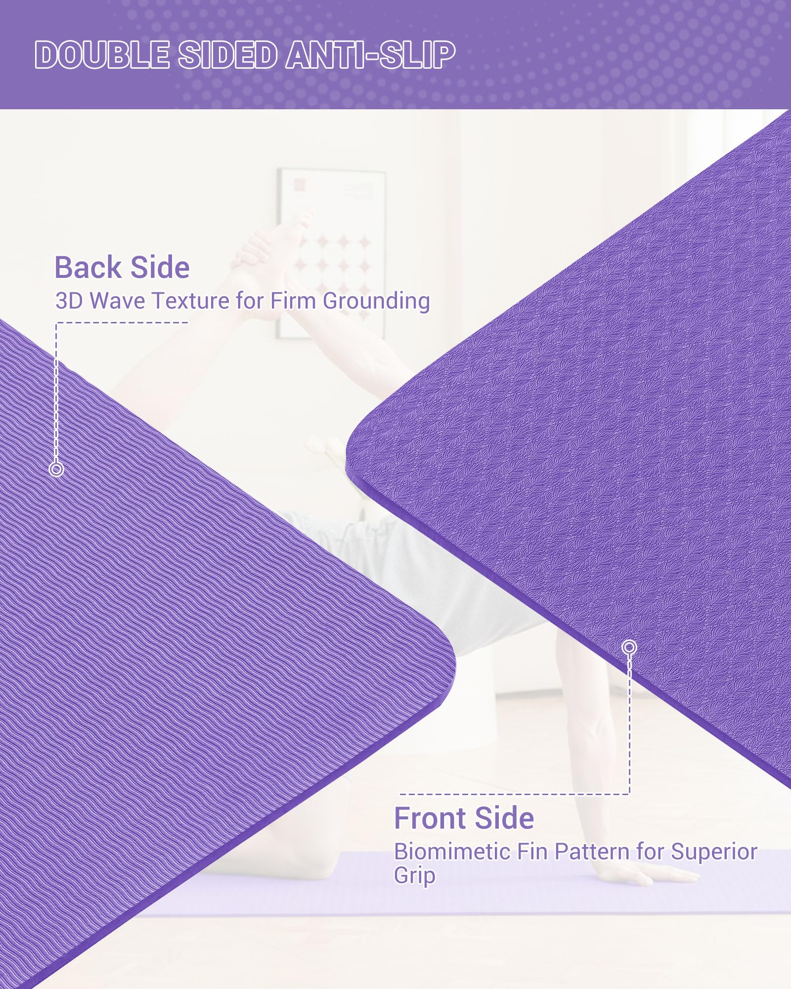 Good Nite Tappetino da ginnastica, yoga, fitness, antiscivolo, per allenamento, sport, turn, pilates, con tracolla, 183 x 61 x 0,6 cm