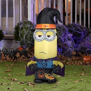 Gemmy 3.5' Airblown Inflatable Minion Kevin as Witch Universal