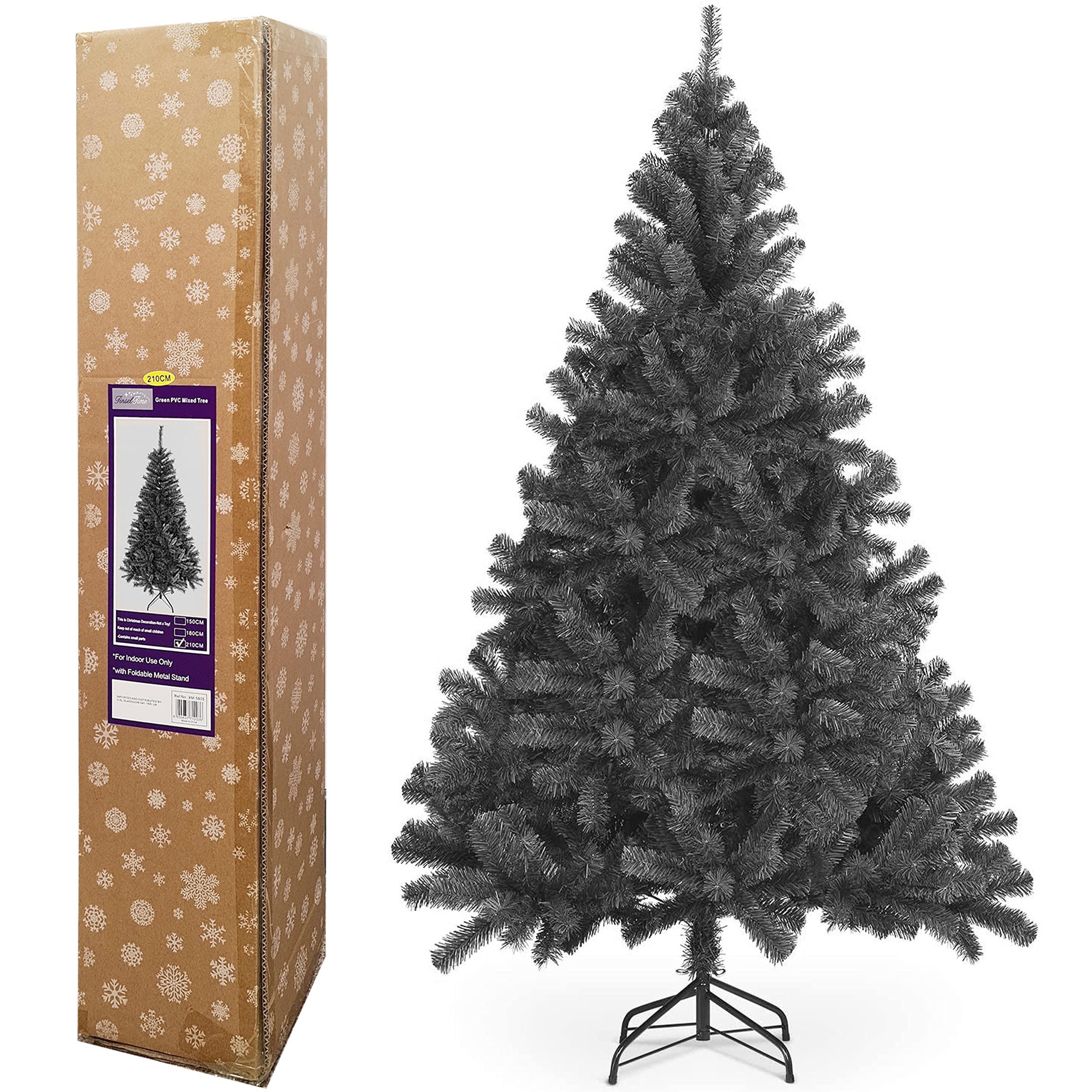 TrendMakers Classic Artificial Realistic Natural Branches Pine Christmas Tree Xmas Black-Unlit 4FT, 5FT, 6FT,7FT,7.5FT (5ft (150cm))