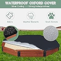 Vista 5 de Caja de arena octágono de madera de 85 x 78 x 9 pulgadas con tapa, arenero grande para niños, patio al aire libre, patio trasero, fácil y rápido