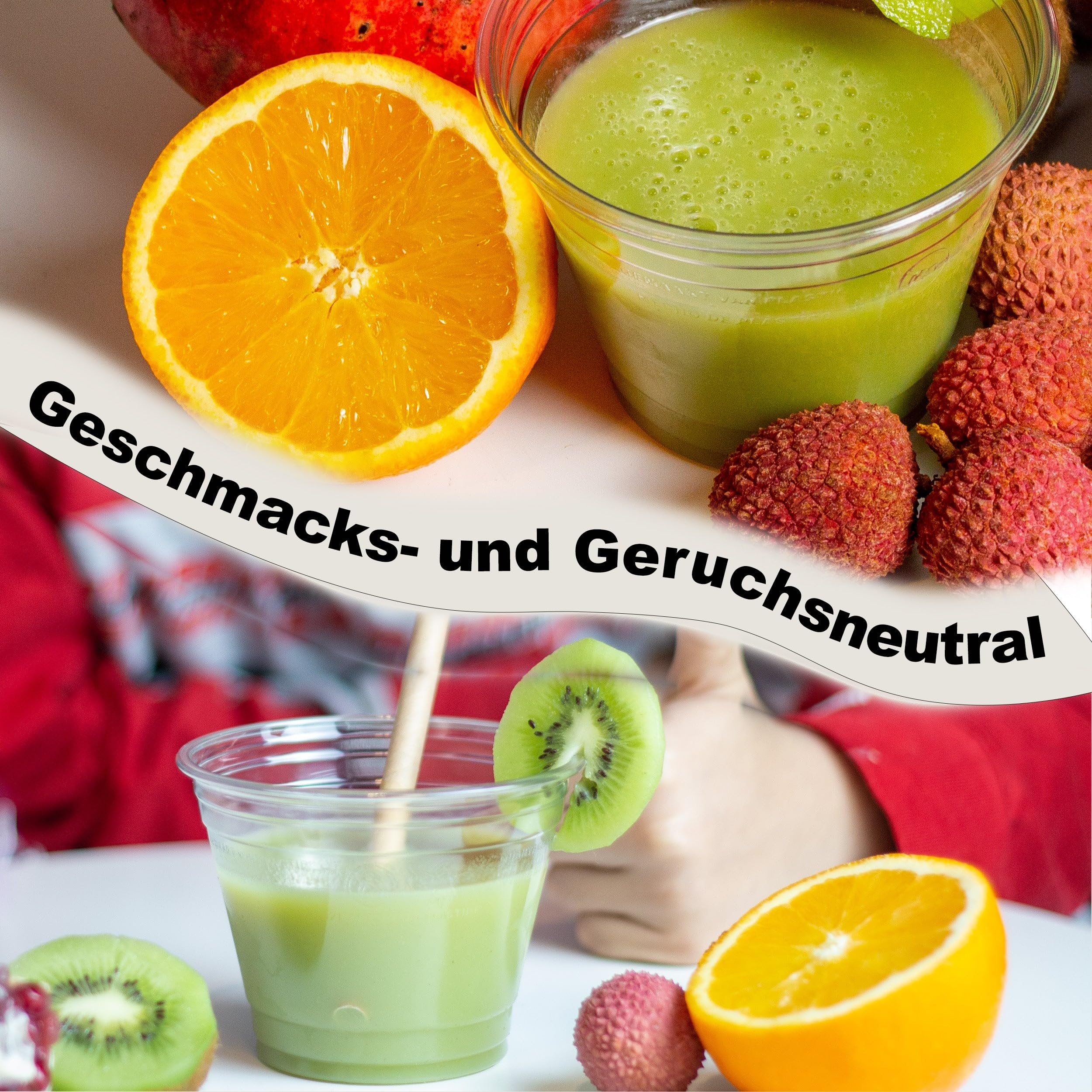 Commerline 50 Stück Smoothiebecher 300 ml mit Domdeckel + Rundloch, Smoothie Plastik Becher to go Plastikbecher, Trinkbecher Partybecher Kunststoffbecher, Smoothiesbecher
