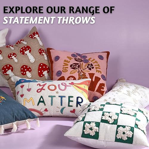 Miniatura 7 de Folkulture Fundas de almohada para sofá, almohadas decorativas de 18 x 18 pulgadas para sala de estar, 100% algodón, estilo bohemio, fundas de