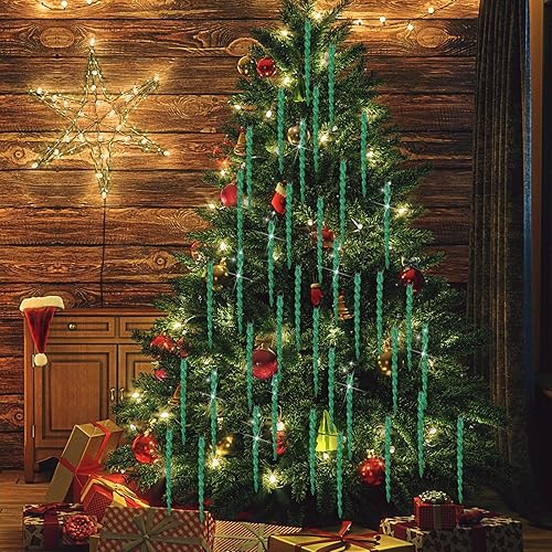 Vista 221 de 30 piezas de carámbanos de plástico retorcidos de plástico de carámbanos de Navidad, decoración colgante para árbol de Navidad, fiesta de Navidad
