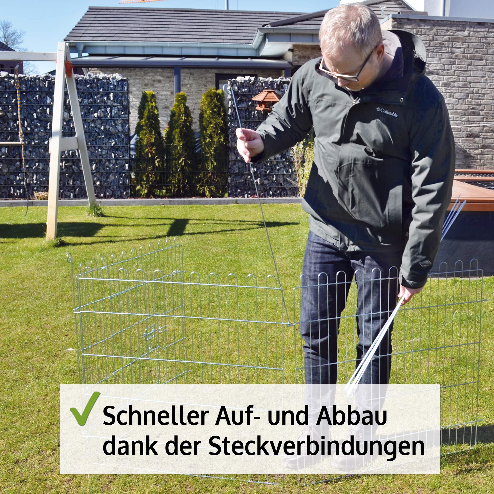 zooprinz premium xxl Freilaufgehege/Auslaufgitter - ideal für Kleintiere und Hunde/Welpen - mit Schutznetz - 2 Modelle zur Wahl mit oder ohne Bodenschutz - perfekt für drinnen und draußen - winterfest