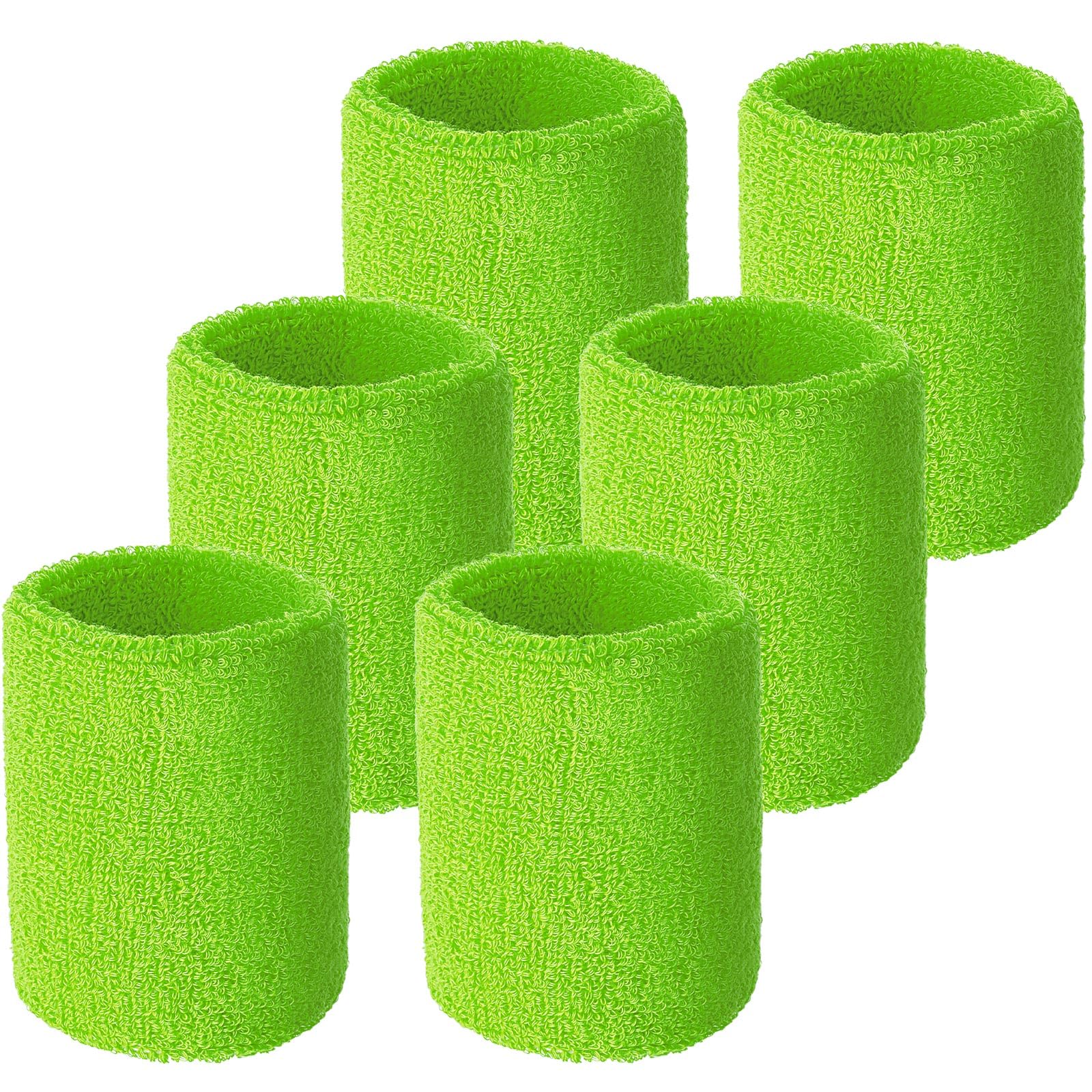 Willbond Wrist Sweatbands, Sports Sweatbands for Competition, Sweat Absorbent, for Basketball, Tennis, Football, Running and Work (Pack of 6)