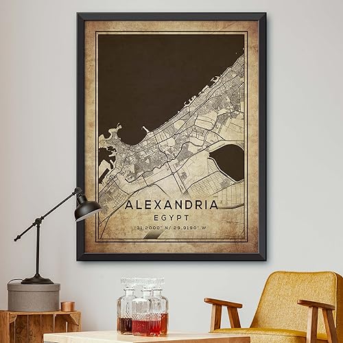 Map of Alexandria, Egypt, Vintage Western (36x48)