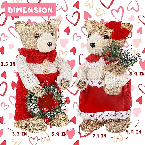 Miniatura 2 de Lulu Home Paquete de 2 decoraciones para el día de San Valentín, adornos de mesa de osos de Navidad para repisa, chimenea, alféizar de ventana,