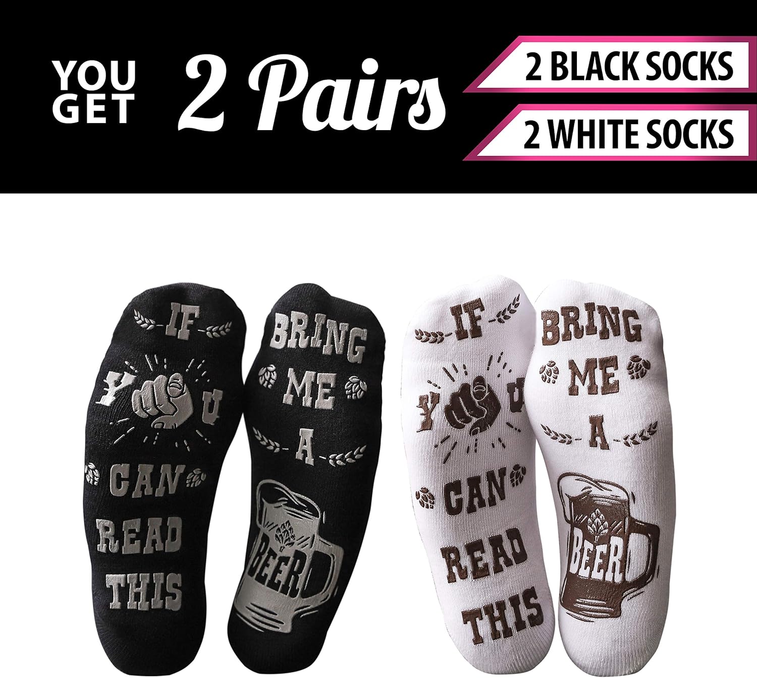 If You Can Read This Bring Me A Beer Socks - 2 Pair Funny Beer Gifts For Men - Beer Mug Socks For Beer Drinker Dads On Fathers Day Or Just Because He Might Love Beer More Than You - Image 4