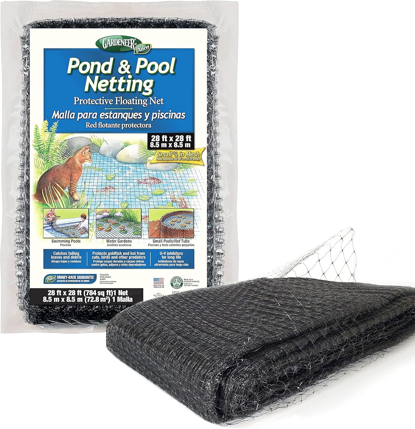 Dalen Pond & Pool Netting – Outdoor Water Garden Cover – Protective Mesh for Fish & Aqua Life - 3/8" Mesh - (28' x 28')
