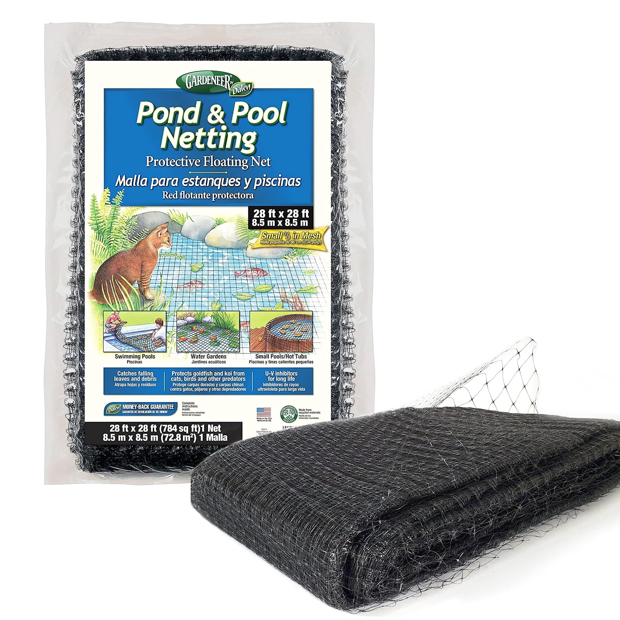 Malla para estanque Dalen de 28 pies, disfruta de un agua limpia con su red de 3/8 pulgadas