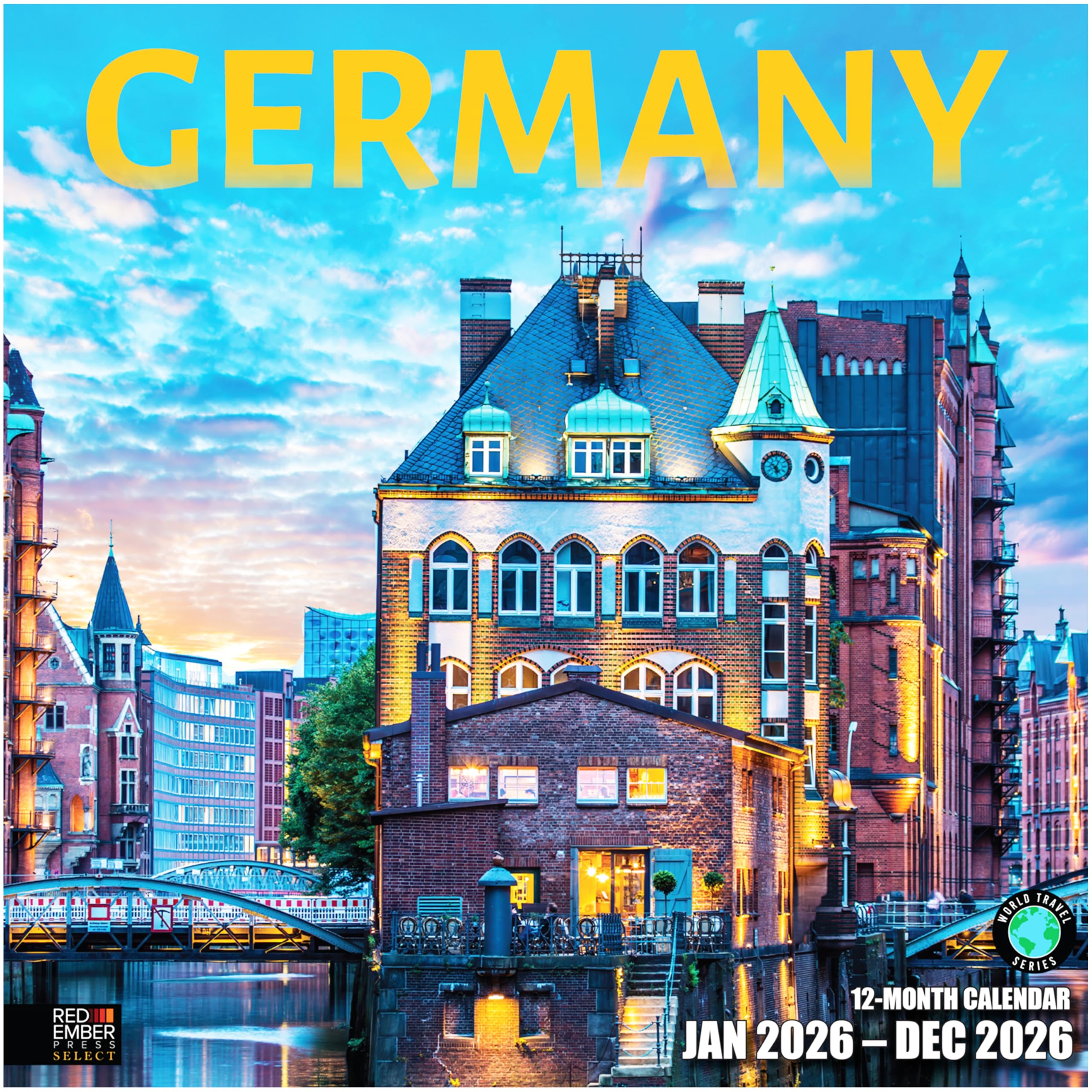 RED EMBER Select - Germany 2026 Wall Calendar 12 Month | 12" x 24" Open | Thick &amp; Sturdy Paper | Giftable | Europe Travel Calendar 2026
