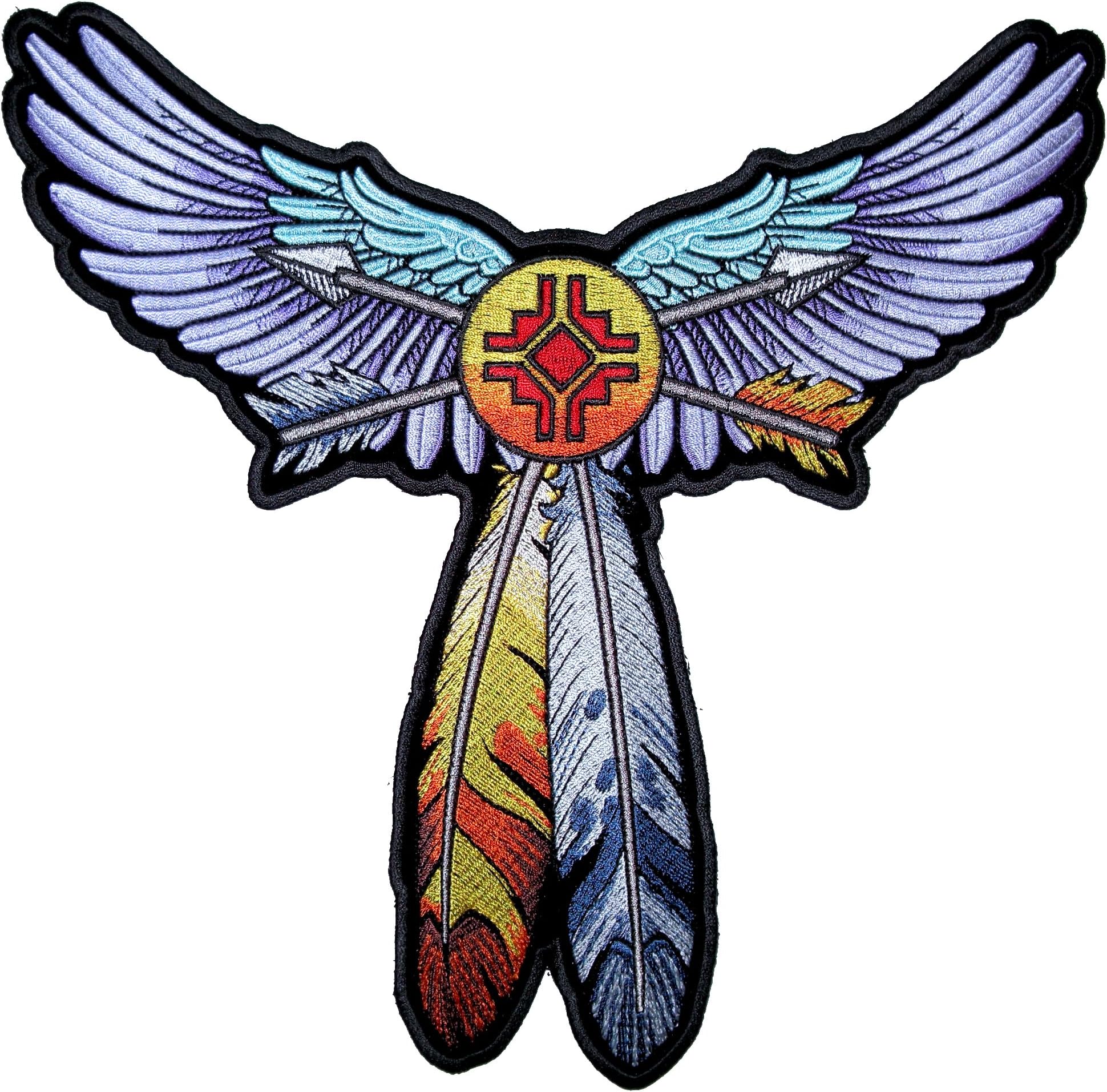 Leather Supreme Ladies Native American Indian Wings and Feathers Patch