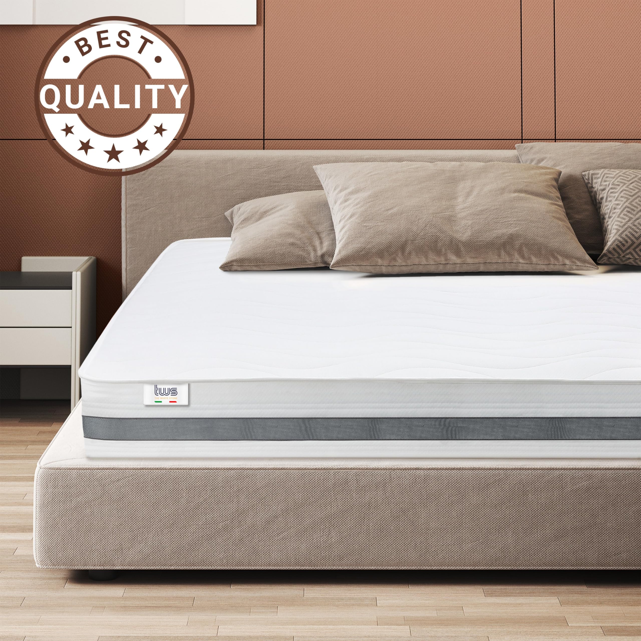 Matelas 160 x 200 Orthopédique Antibactérienne | Hauteur 25 cm | Revêtement 3D Air en Fibre Hypoallergénique et Anti-acariens | 7 Zones Différenciées Thermosensibles à la Forme du Corps
