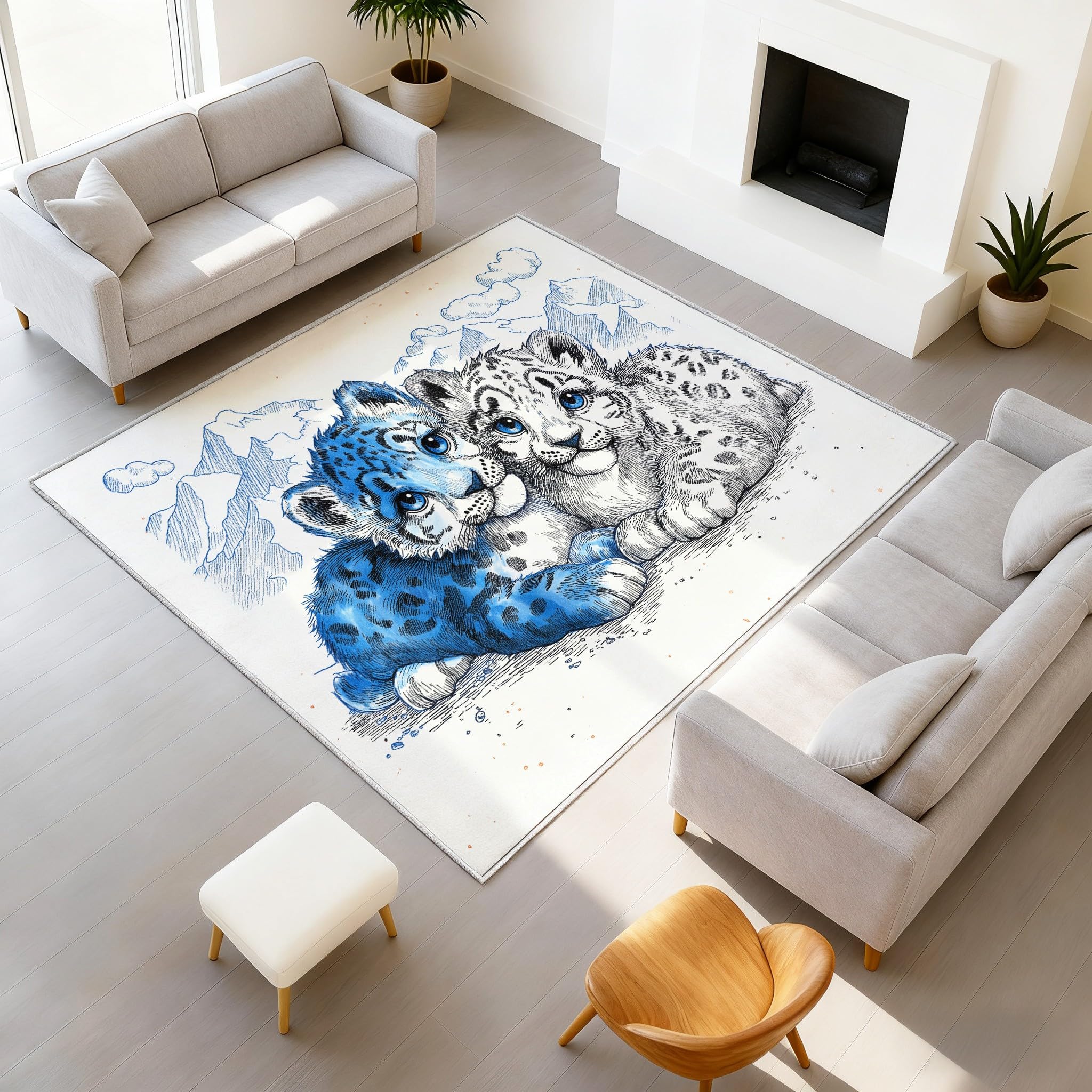 Tapis antidérapant et résistant pour chambre d'enfant motif léopard mignon