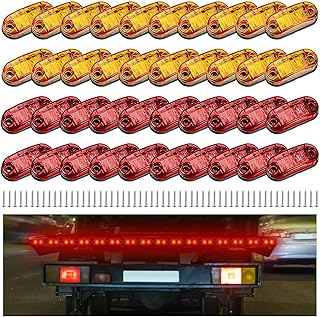 40 Pcs 2.5 Inch 2 Diode Trailer Marker Lights Waterproof Sealed Light Double Bullseye LED Trailer Lights Kit 2.5" Side Marker Light Oval Trailer Running Lights for RV Camper Truck Boat, Red and Amber