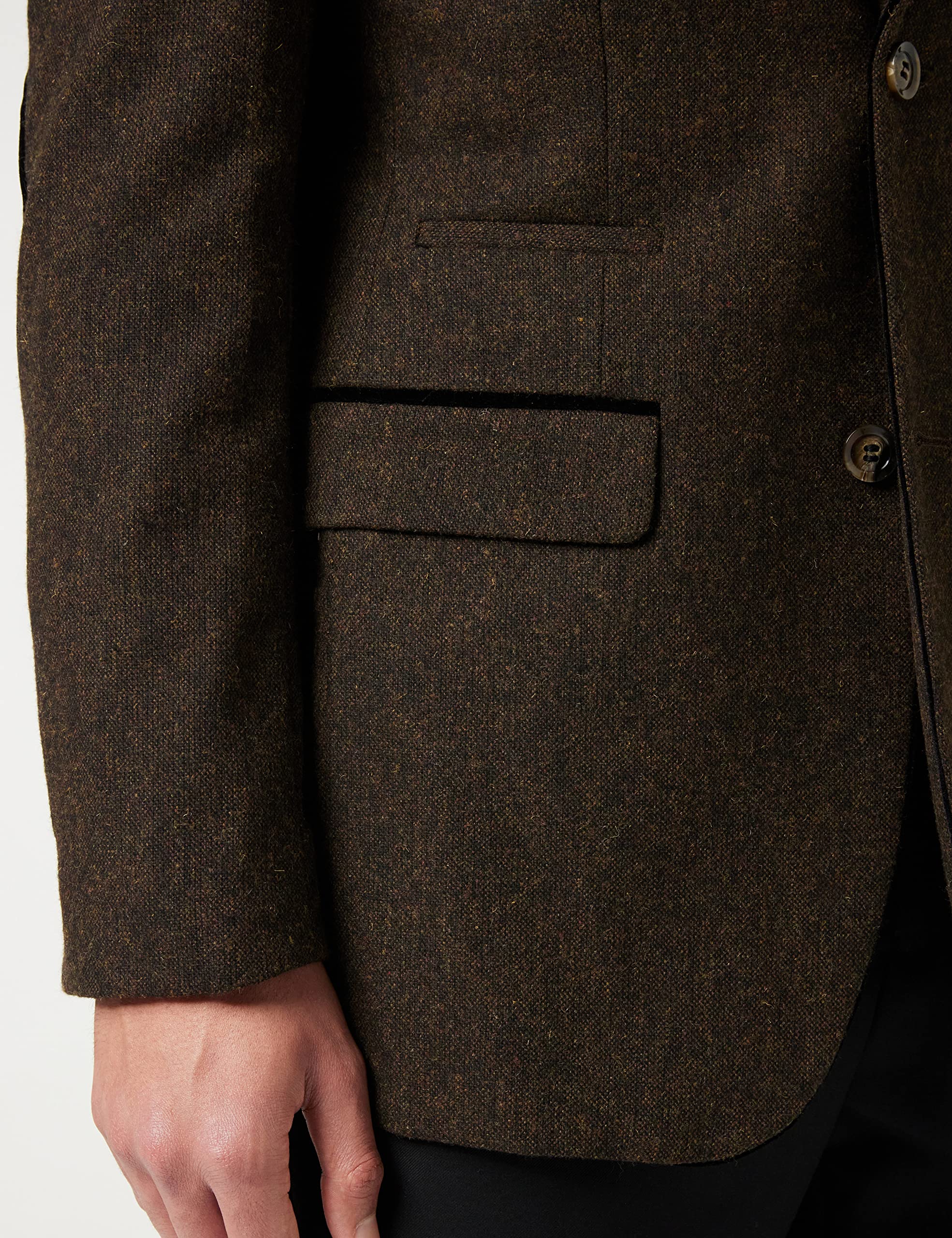 XPOSED of London Giacca da Uomo Tweed Blazer 1920s retrò Vintage in Stile Smart su Misura Adatto in Marrone, Verde e Blu [AMZCH-BLZ-DANE-D1-COFFEE-52]